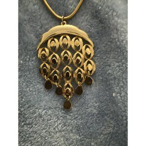 Vintage Gold Toned Waterfall Dangle Drop Tassel Chain Pendant Necklace